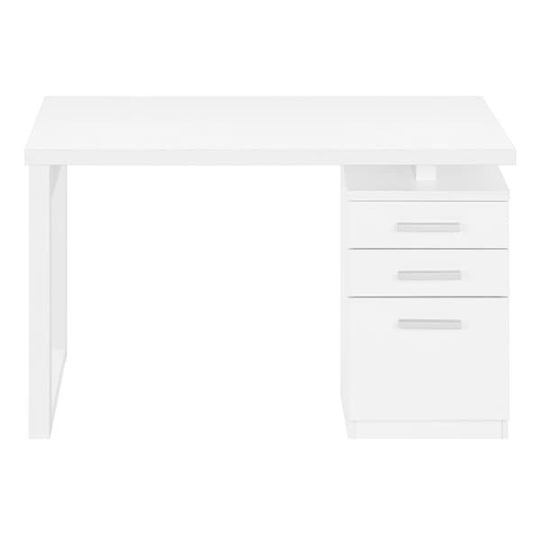 Computer Desk, Home Office, Laptop, Left, Right Set-up, Storage Drawers, 48L, Work, Laminate, White